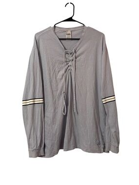 PINK Lace Up Logo Long Sleeve